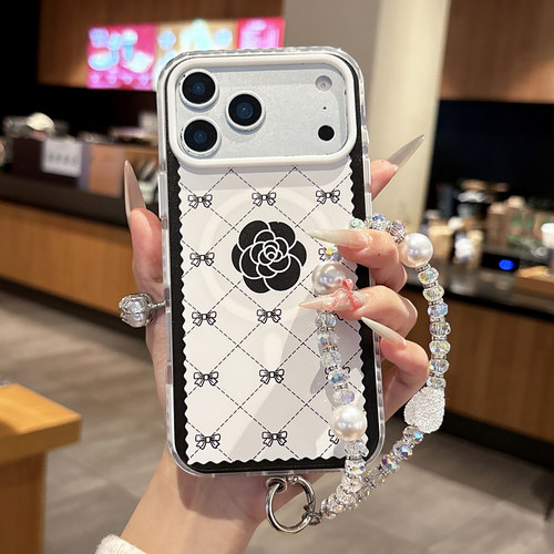 苹果17山茶花适用于iphone17promax手机壳16promax磁吸支架链条女款15pro可爱减龄14保护套13小香风防摔软套