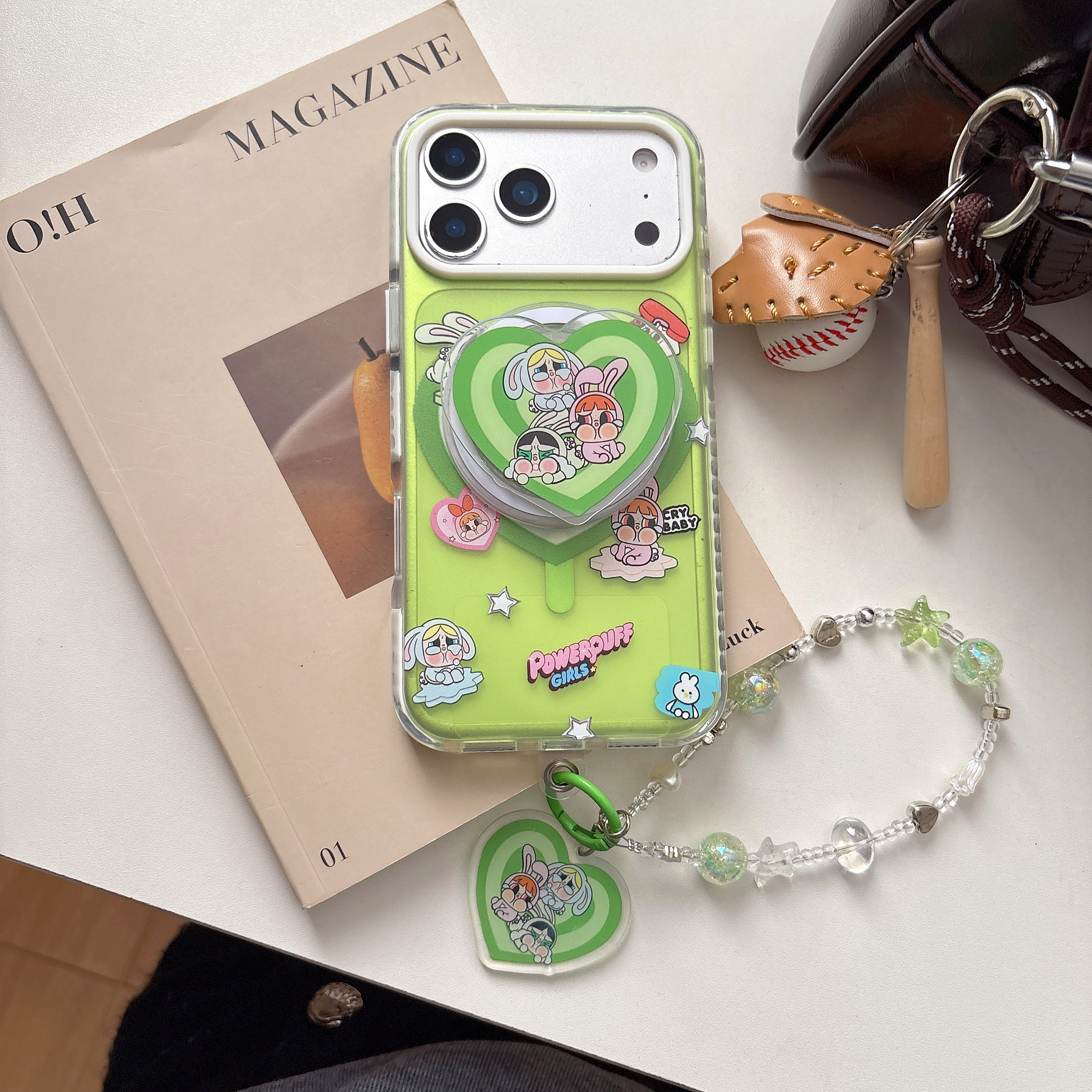 苹果17卡通绿色哭娃适用于iphone17promax手机壳16promax磁吸支架全包女款15pro可爱减龄14保护套13防摔软套