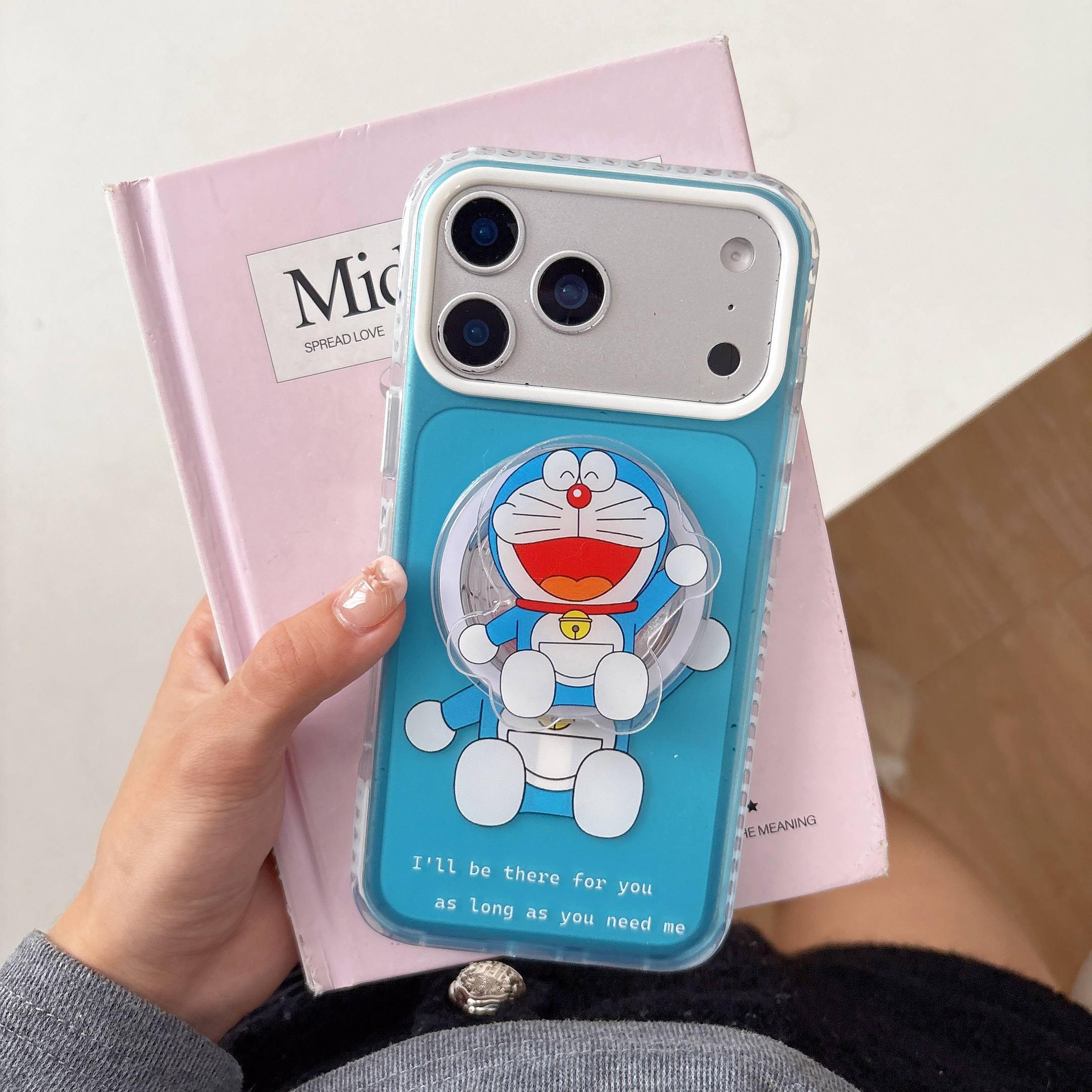 苹果17叮当猫适用于iphone17promax手机壳16promax磁吸支架全包卡通15pro可爱减龄14保护套13防摔软套手链