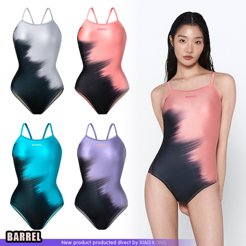 BARREL正品竞技紧身V字露背单层薄款速干薄款吊带三角连衣泳衣女