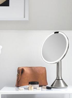 美国Simplehuman高端家用不锈钢LED可调光变色化妆镜5倍放大