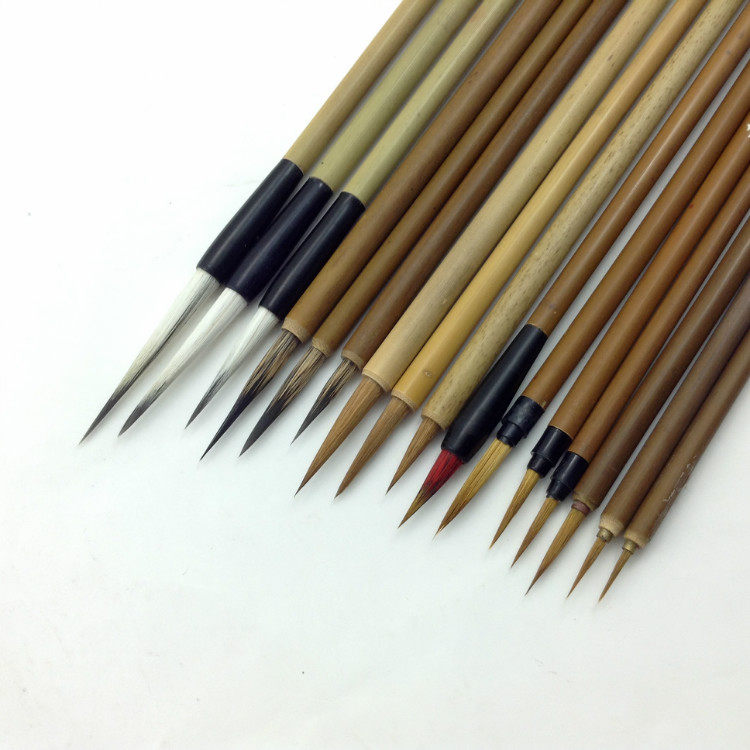 勾线笔毛笔狼毫工笔画套装国画学生美术白描小红毛叶筋花枝俏鼠须
