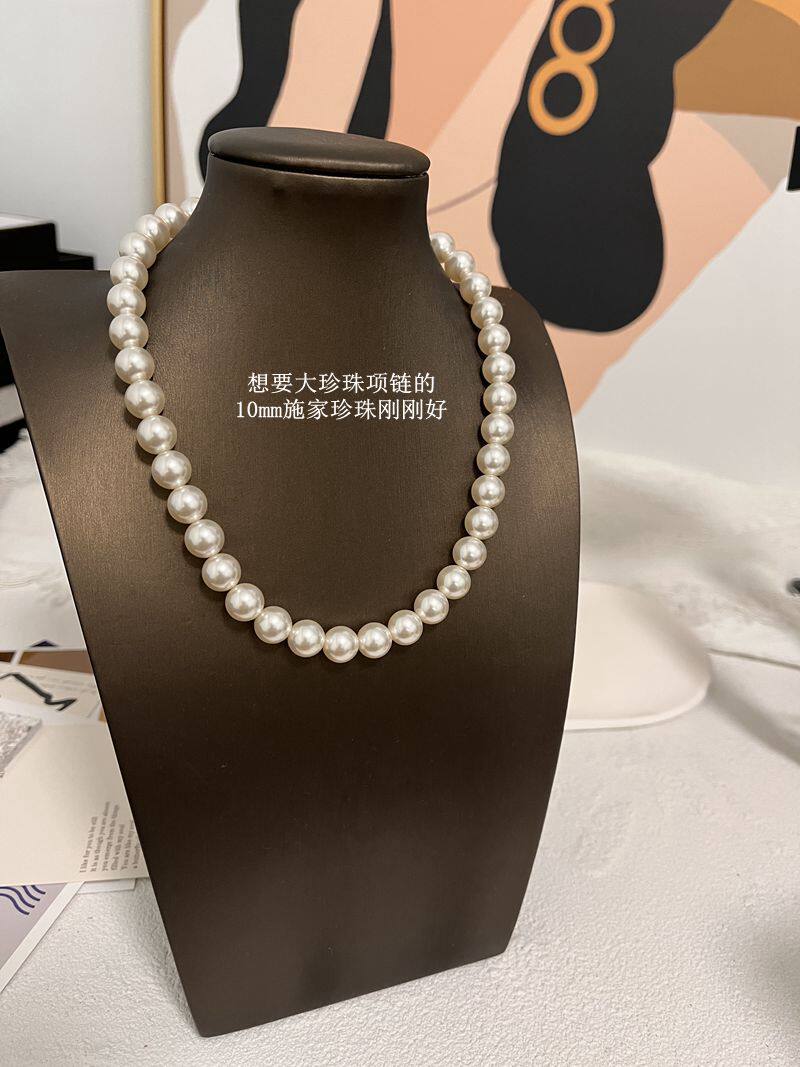 元宝扣正圆复古珍珠项链锁骨链