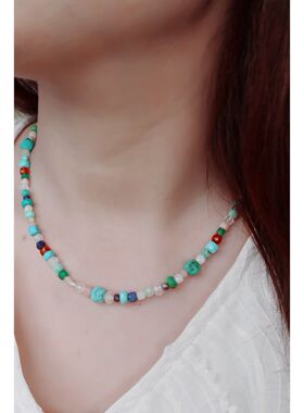 真石手作工串珠夏天锁骨颈链女