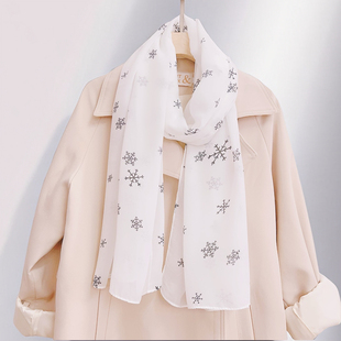 春潮夏纱巾雪花 两用秋冬天雪纺披肩超长款 2025新款 丝巾围巾女韩版
