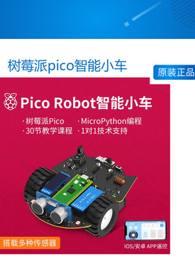 树莓派pico智能小车 开发板套件microPython编程机器人传感器入门