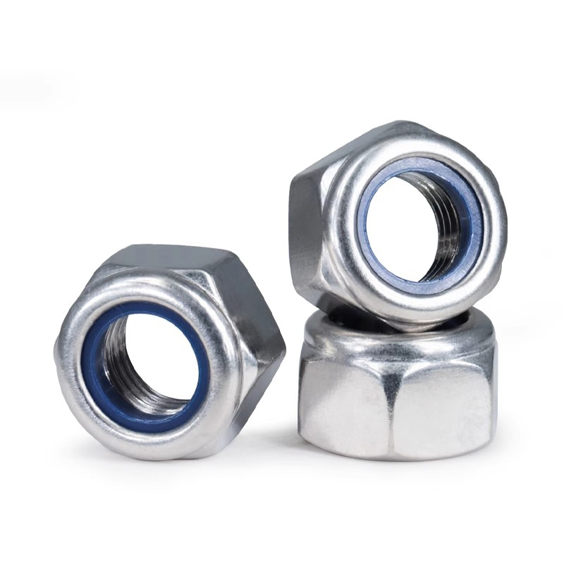 304不锈钢316GB6172.2美制UNC/UNF尼龙薄型锁紧防松螺母防脱自锁