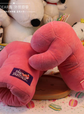 Pink Panther 顽皮豹毛绒拳套  ins网红粉红顽皮豹手套 拳击手套