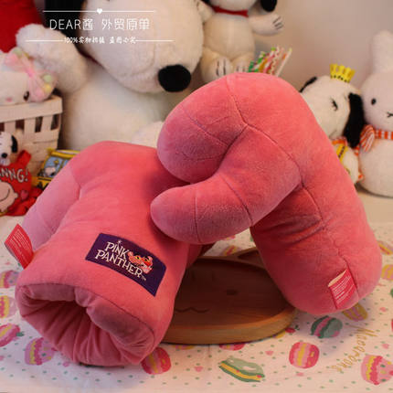 Pink Panther 顽皮豹毛绒拳套  ins网红粉红顽皮豹手套 拳击手套