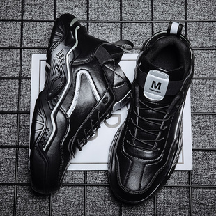 男鞋 2025新款 黑色老爹鞋 45码 男 皮面高级感冬季 38秋季 子男款 大码 鞋