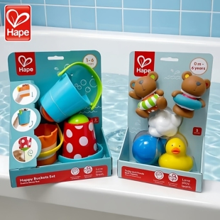 Hape洗澡戏水玩具泰迪熊划水船儿童婴儿男女孩公主戏水滑水回力船