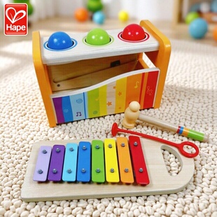 Hape手敲琴婴儿童小木琴八音宝宝益智玩具1 2岁八8个月一打击乐器