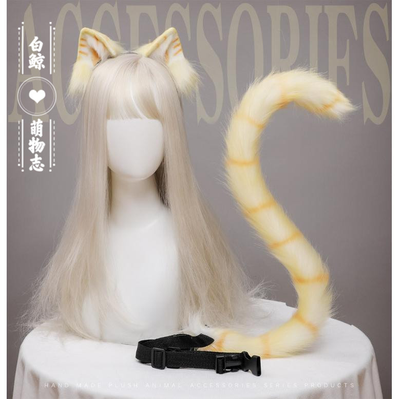 手作lolita仿真兽耳橘猫三花发箍