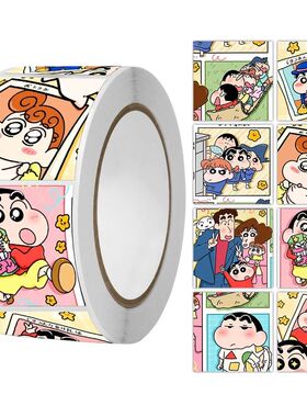 卡通可爱蜡笔小新贴纸整卷创意ins装饰手账卡片封口贴卷卷贴500枚