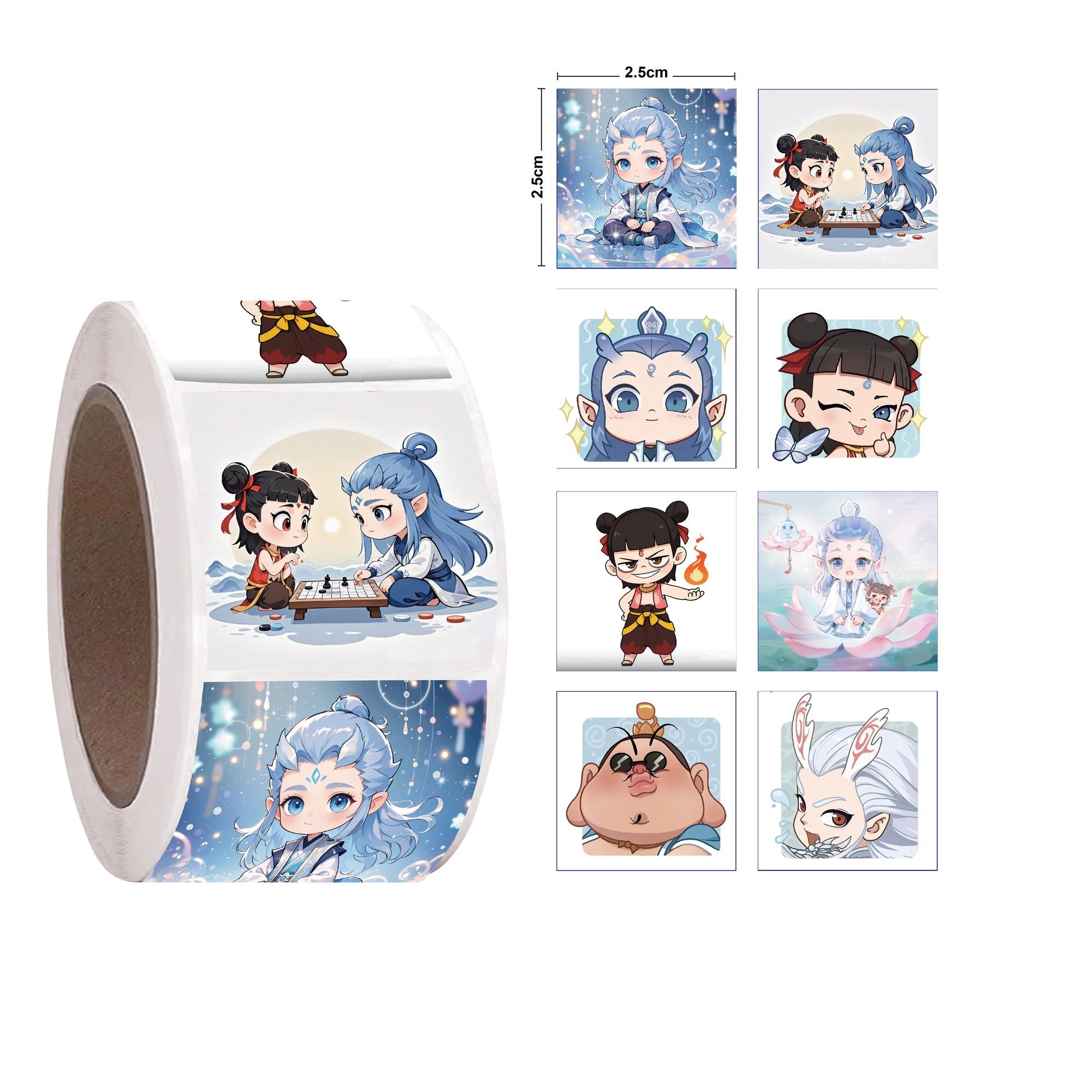 哪吒2魔童卷卷贴纸哪吒敖丙表情包卡通周边装饰水杯手机手账贴纸