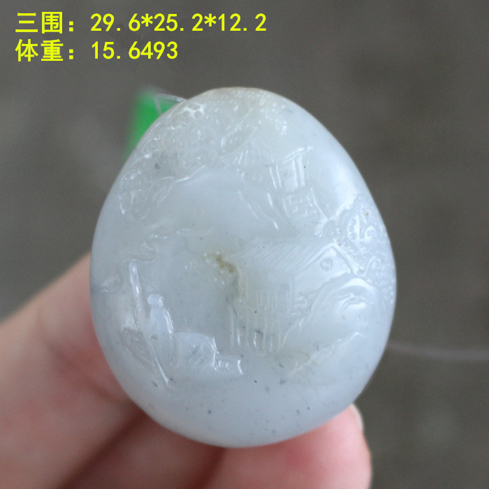 和田玉墨玉籽料山水挂件