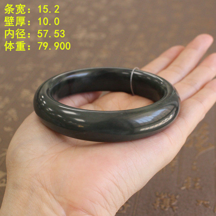 57.53沙枣青底的青花籽料手镯 无原皮 朕®开仓新疆和田玉 换图片