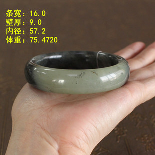 57.2青白玉底青花籽料手镯密度脂份双优无原皮和田玉朕®开仓