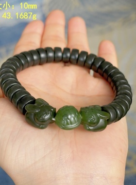 龟兔五福全籽料手串新疆和田玉