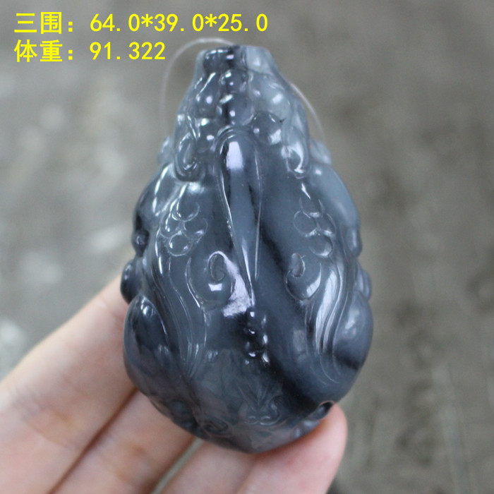Z水墨感浓郁 花色分明 和田玉浓墨重彩青花籽料貔貅手把件朕®
