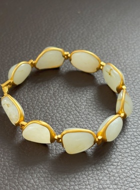 金镶白玉籽料原石手串