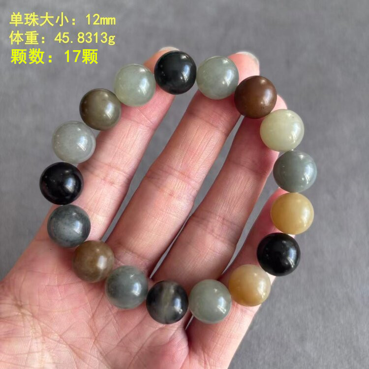 多送一颗12毫米全籽料多宝圆珠手串/手链 有原皮 朕®开仓 新疆