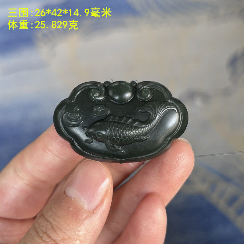 N沙枣青级别青玉籽料平安如意锁挂件满皮吊坠有原皮朕®开仓