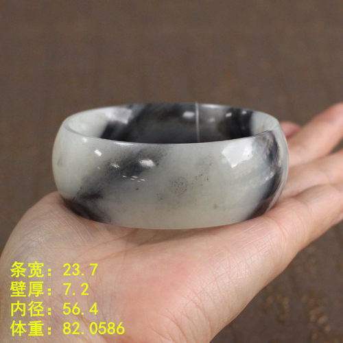 56.4青花籽料宽版手镯和田玉
