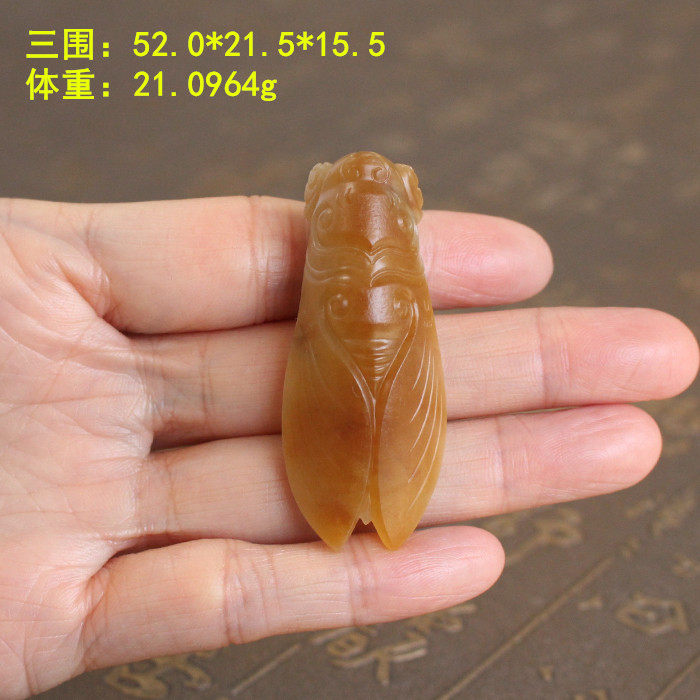 一鸣惊人黄沁皮白玉独籽蝉挂件