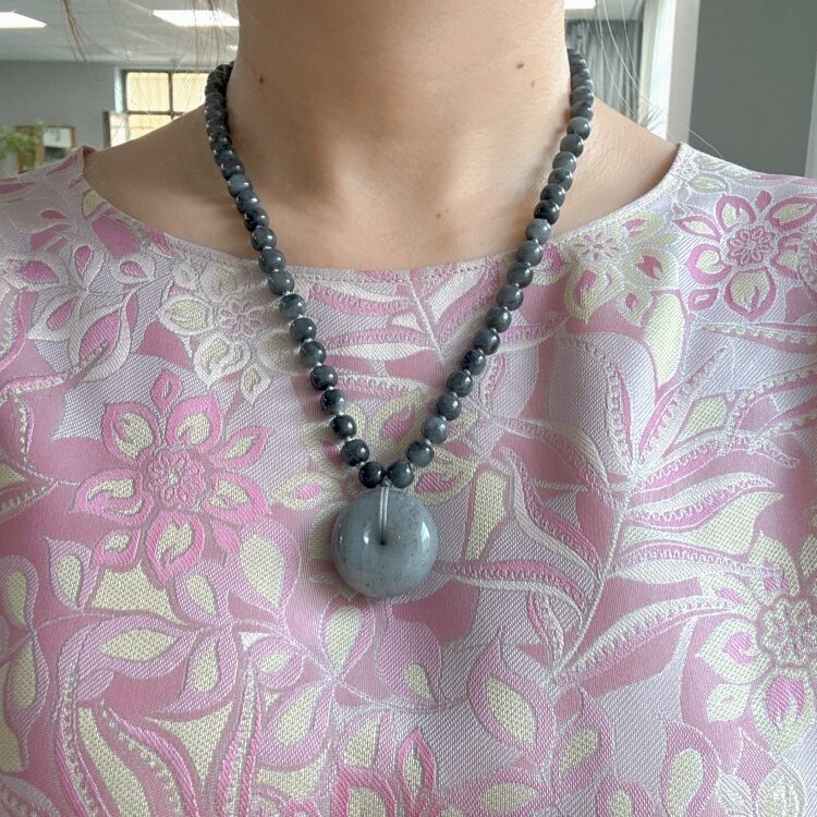 N青花籽料平安扣挂件套装 无原皮 朕@开仓新疆和田玉