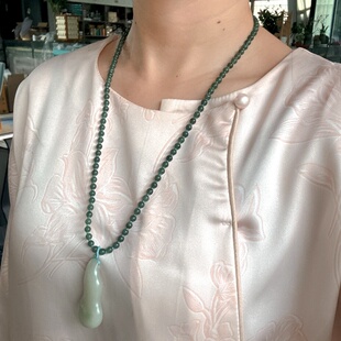 N俏翠青白玉籽料葫芦“福禄”挂件套装 有原皮 朕®开仓新疆和田玉