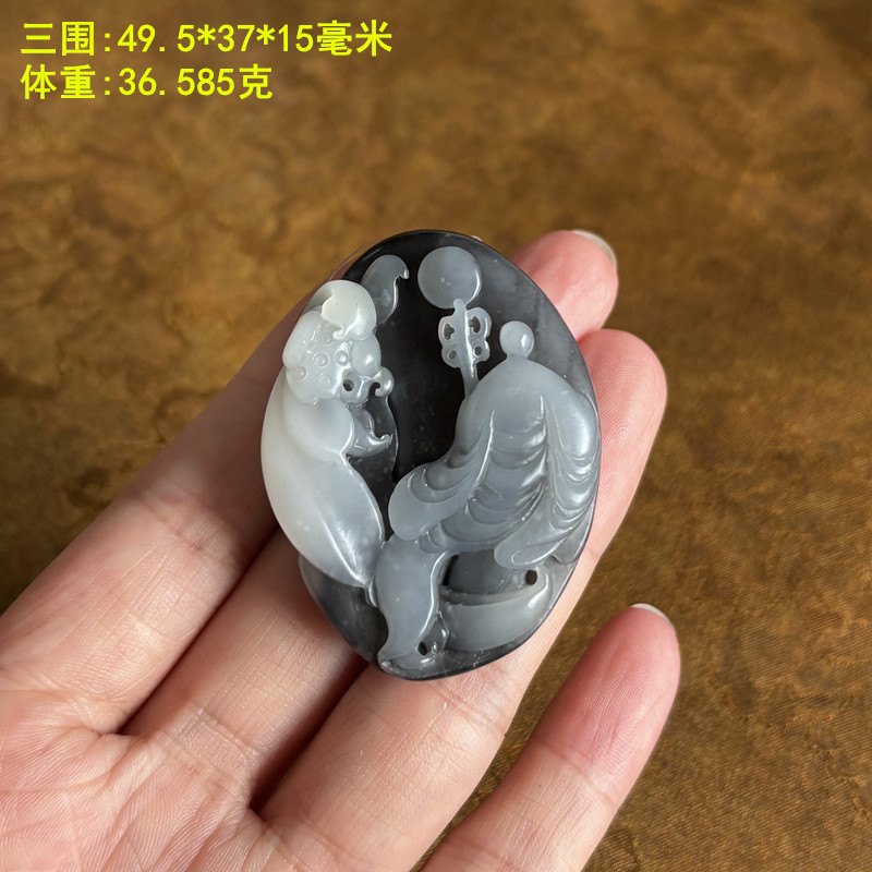 青花籽料地藏王菩萨挂件