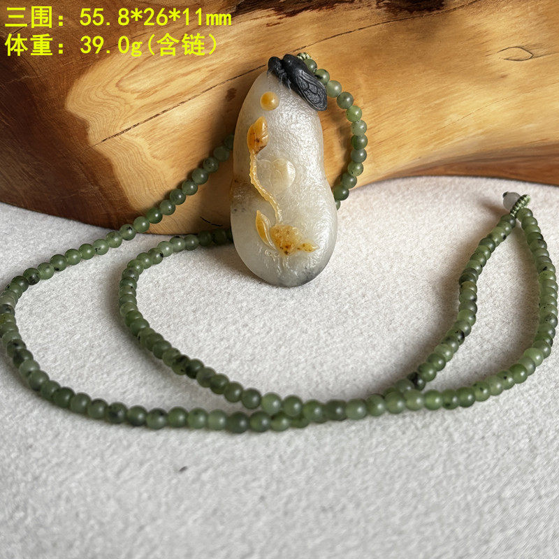 N稀有三色青花莲花挂件套装 福禄寿俱全有原皮朕&reg;开仓新疆和田玉