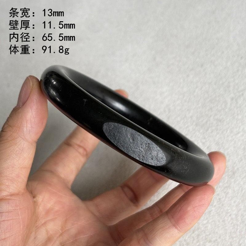 N65.61老熟259青玉籽料圆条美人镯/男士手镯有原皮朕®开仓