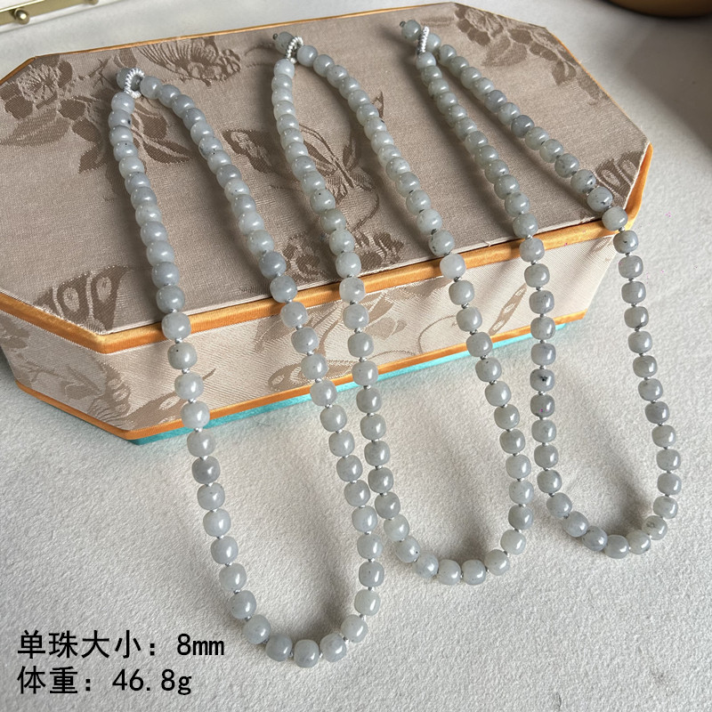 脂份很好的青花籽料老型珠项链