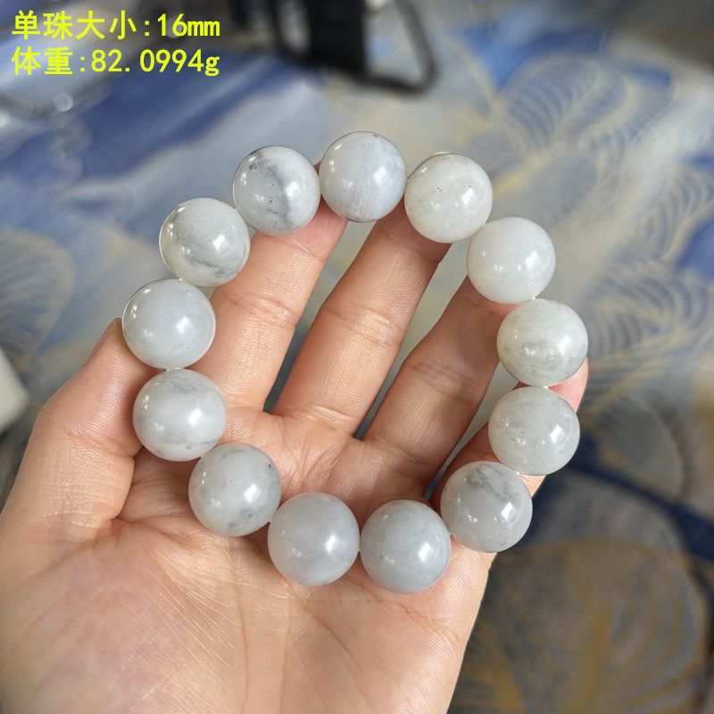 16mm淡淡的洒金皮高脂份的羊脂底青花籽料圆珠手串有原皮朕®开仓,珠宝/钻石/翡翠,手饰,淘宝优惠券,粉丝福利购,淘宝优惠卷