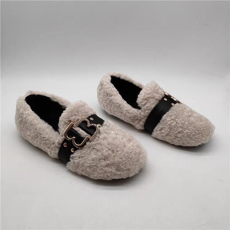 毛毛鞋女2024冬外穿新款搭扣网红懒人豆豆鞋一脚蹬羊羔毛加绒棉鞋,女鞋,乐福鞋（豆豆鞋）,淘宝优惠券,粉丝福利购,淘宝优惠卷
