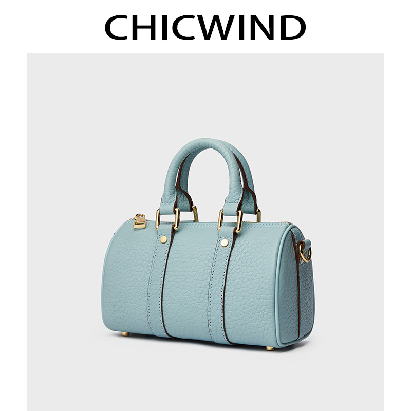 CHICWIND小众头层牛皮波士顿包