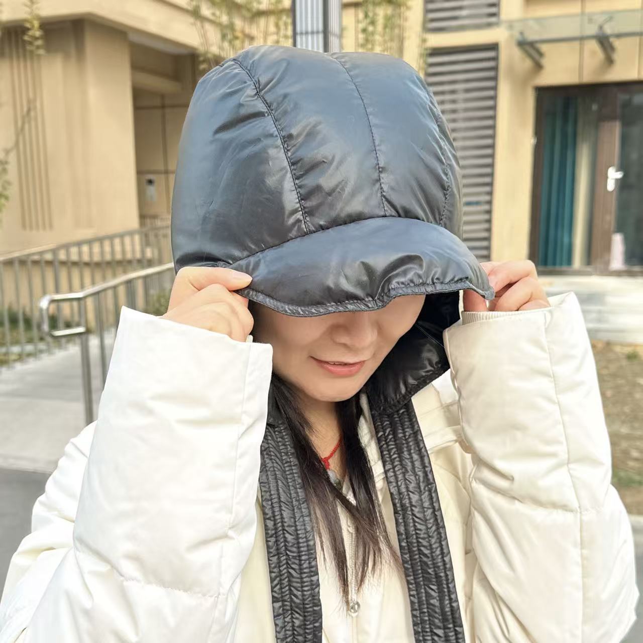 雷锋帽冬季骑车护耳羽绒帽子加厚