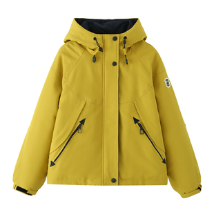 加绒加厚连帽冲锋衣外套女2025冬季 休闲宽松小个子保暖派克服 新款