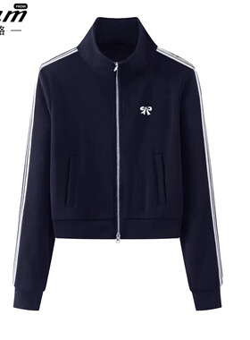 艾格蓝色短款棒球服外套女款2025开春新款韩系休闲夹克开衫上衣