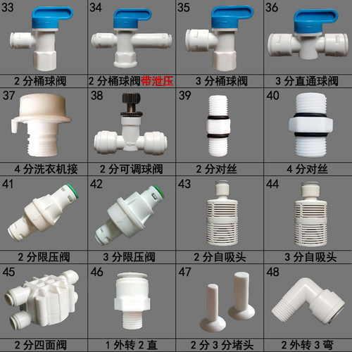 快速接头四面阀限压净水器配件