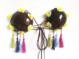 Смешанный по потоковой передаче Bra Suma Bra, бюстгальтер с кокосовым ракушкой, свадьба гавайского нижнего белья, туннельный реквизит.