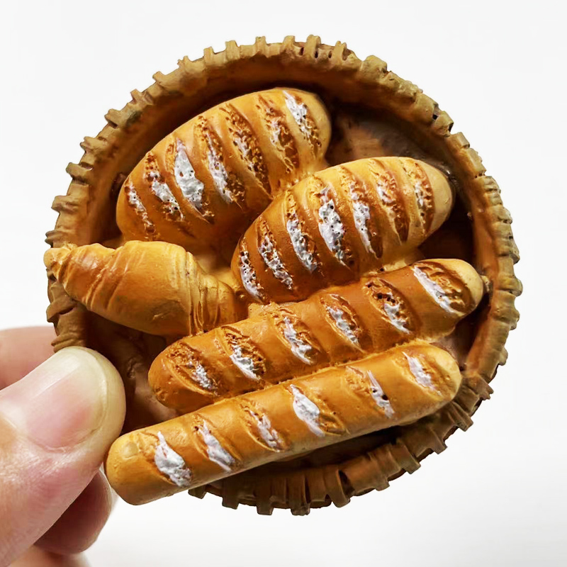 法式篮子面包冰箱贴磁贴仿真食物3d立体装饰品手工彩绘树脂留言贴