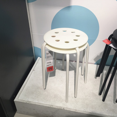 【IKEA/宜家国内代购】玛留斯凳子圆凳餐凳椅子黑白红包邮