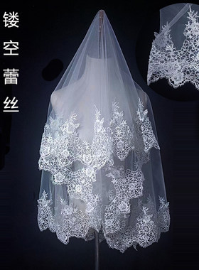 婚纱配件头纱短款蕾丝头纱