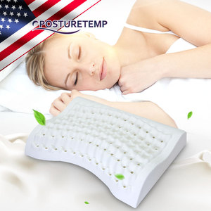 美国POSTURETEMP乳胶枕头 进口天然按摩护颈枕月牙成人枕芯包邮