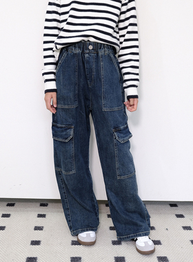 BBW潼家 23FW 儿童复古美式工装牛仔裤中大童宽松显瘦阔腿裤12/09