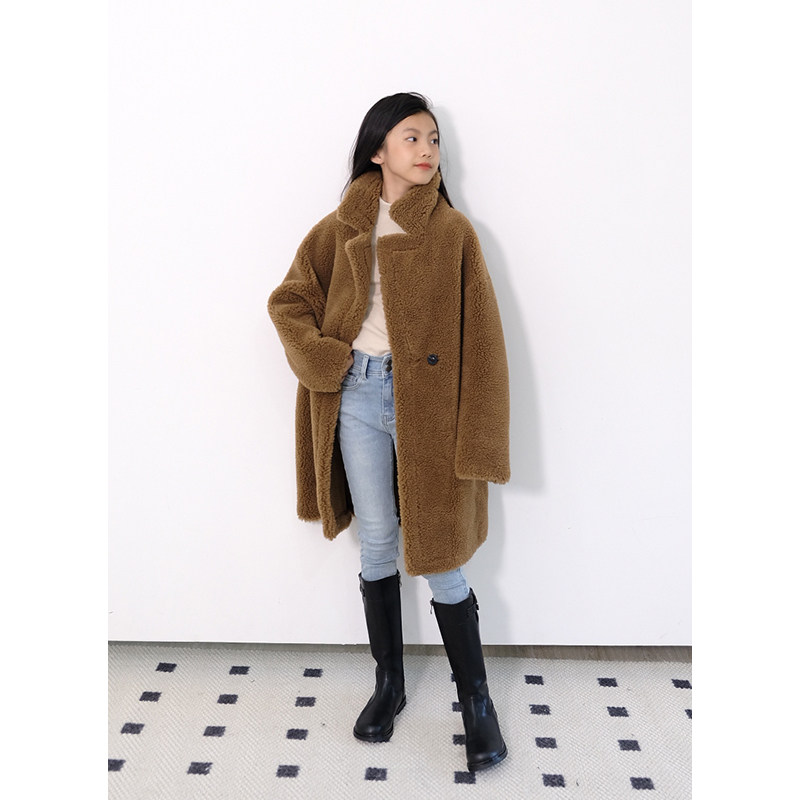 BBW潼家 23FW 女童秋冬皮草外套中大童泰迪颗粒羊毛皮毛大衣11/10