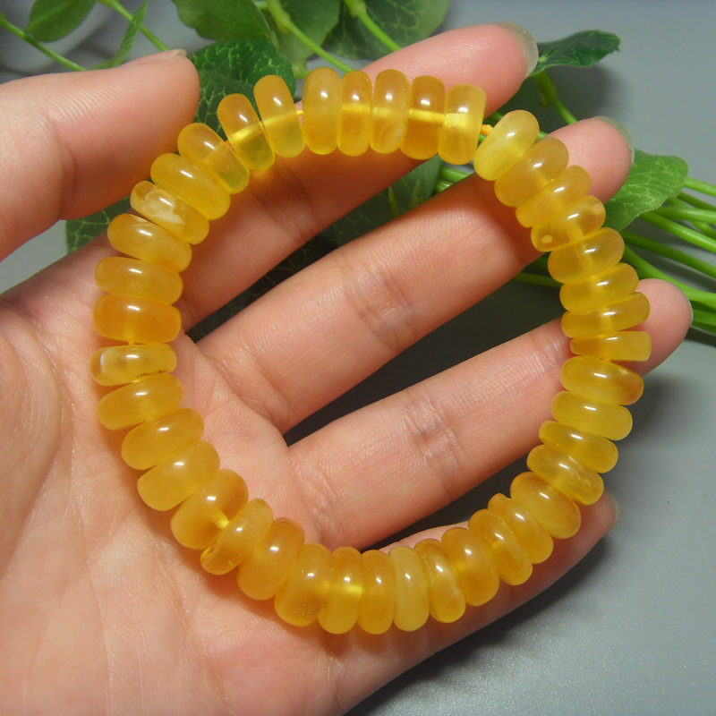 天然波罗的海新蜜蜡金绞蜜车轮珠扁珠原矿算盘珠手串包真包鉴定